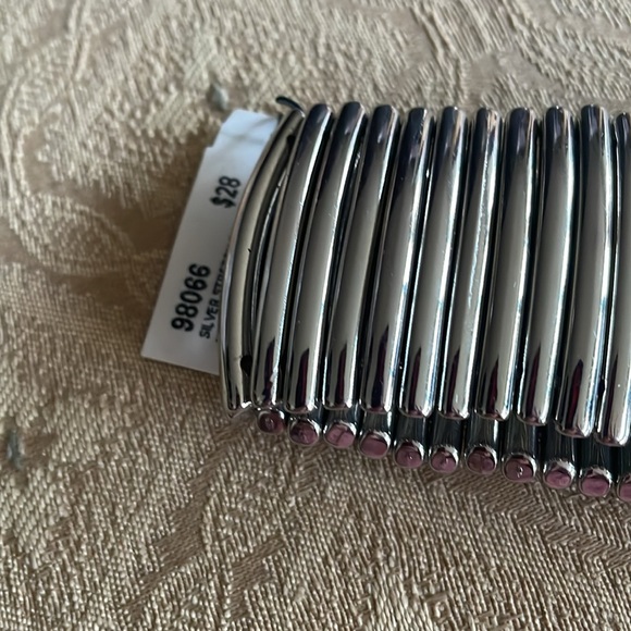 Cookie Lee Stretch Bracelet 1 3/4” width silver tone - Picture 3 of 3